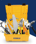Durable Plastic Tool Box With Comfortable Handle Stackable Organizer Multifunctional Storage Case open with tools