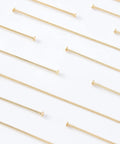 Real 18K Gold Plated Flat Head Pins, 21 Gauge, 2 Inch Long Brass Eye Pins For Earring Jewelry Making, Pack Of 100, Durable, Lightweight, Shiny Gold Tone Craft Findings For Crafting.