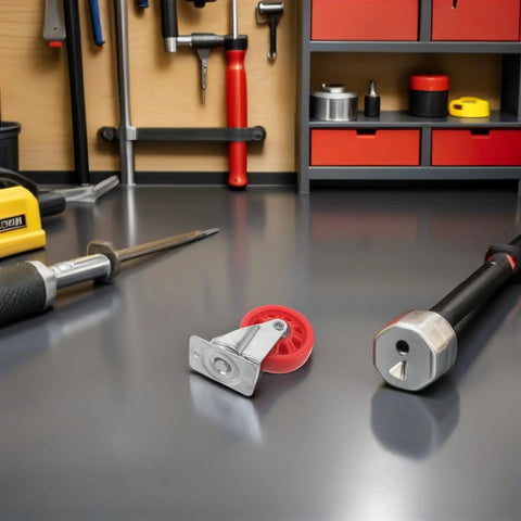 Hella Smooth Nylon Caster Wheels For Mechanic Creepers Providing Straight Up Quiet Rollout And Rock Solid Swivel Control For Effortless Shop Floor Cruising on workbench with tools.