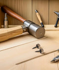 24 Pcs Top Shelf Mirror Screws With Self Tapping Tips And Snug Decorative Caps For Knockout Wall Mounting on a wooden workbench with tools.