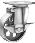 Kickass Heavy Duty Steel Swivel Casters 4 Pack 3.5 Inch Wheels 350 Lbs Locking Brakes Smooth Plate Rollers shown in close-up.