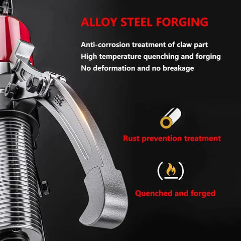 Detail of Pro Grade Hydraulic Gear Puller And Wheel Hub Remover showing alloy steel claws with anti-corrosion treatment.