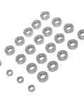 One Eighth Scale RC Ball Bearing Kit, Beefed-Up High-Precision Steel Bearings For Wheel Hubs, 24-Piece Set in two sizes