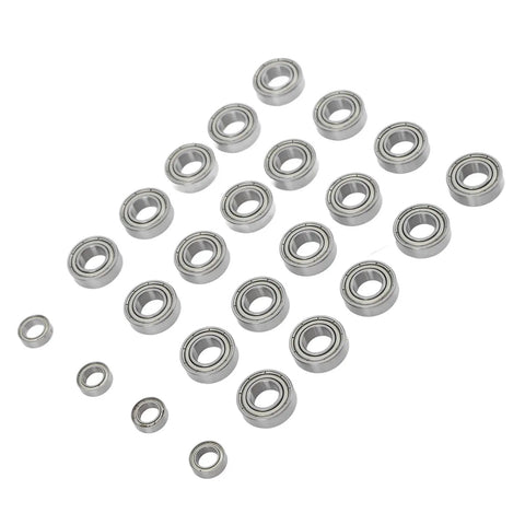 One Eighth Scale RC Ball Bearing Kit, Beefed-Up High-Precision Steel Bearings For Wheel Hubs, 24-Piece Set in two sizes