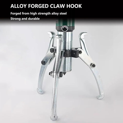 Tough As Nails 5 Ton Hydraulic Puller Tool Adjustable Two Or Three Jaw Wheel Bearing Separator Kit With Cassette Set For Garage DIY Mechanics Pro Shop Level Forged Steel Durability Corrosion Resistant Plus Oil Free Usage, three-jaw forged steel claw hook
