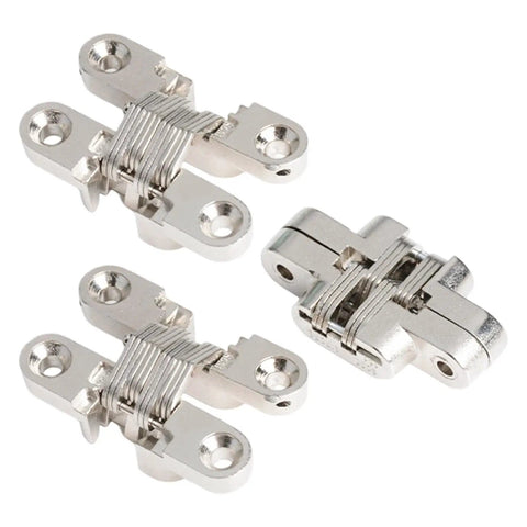 3 Pack Concealed Barrel Door Hinges With 180 Degree Swing Zinc Alloy Auto Close for cabinets in stainless finish