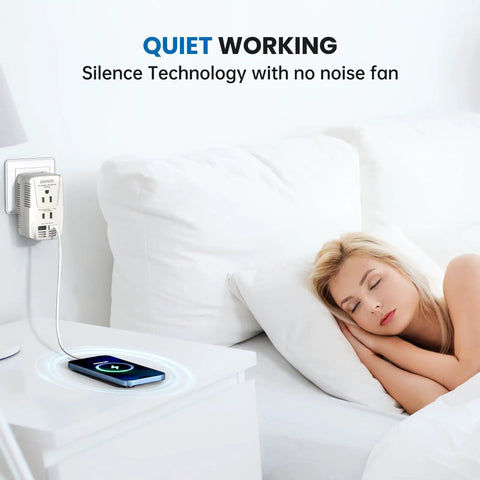 Get Your Us Hair Tools Firing On All Cylinders Overseas With This Badass 2000 Watt Voltage Converter Stepping Down 220 Volts To 110 For Europe Travel Comes With Eu Uk Au Us Plugs For All Your Gadgets in bedroom with sleeping woman and smartphone charging