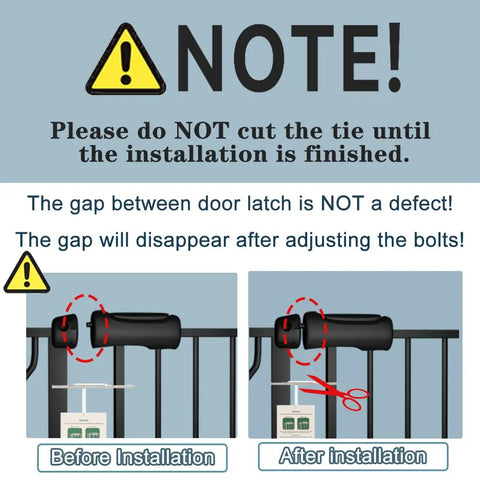 Installation note for Extra Wide Baby Gate 53 to 57.5 Inches Black Pressure Mounted No Drill Auto Close Gate for Stairs Doorways and Hallways
