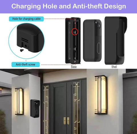 No Drill Doorbell Mount For Second Gen Video Doorbell Easy Install Adjustable 0 To 45 Degree Corner Mount Bracket Black