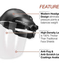 OMNIShield Professional Face Shield With Premium Headgear High Density Clear Polycarbonate Lens For Superior Impact Protection
