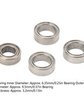 Premium Steel RC Ball Bearings Deliver Slick Low Friction Rolling And Gnarly Track Performance For Tough 1/16 Scale Remote Control Rigs Compatible With Scy Repair Kits, showing four steel ball bearings with varied sizes.
