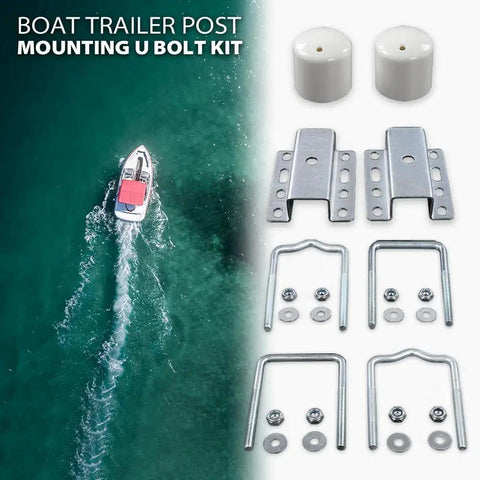 Galvanized Universal Boat Trailer Guide Pole Kit With Post Mount U Bolts For One And A Half Inch Poles Fits Frames Up To 3 Inches Wide And 4 Inches Tall Compatible With Kia Optima 2016 2017 2018 2019 2020 shown with brackets and U-bolts overlaid on boat in water