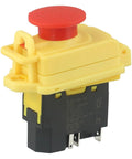 Rock Solid Five Pin Electromagnetic Pushbutton Switch 250V IP54 Waterproof with red safety stop button for heavy duty use.