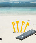 Lightweight Beach Tent Stakes Pack Of Four 5.9 Inch Sand Tarp Pegs With Anchor For Tents Blankets And Outdoor Gear on sand