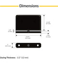 Dimensions of Top Or Bottom Mount Pivot Shower Hinge Brass Construction With Oil Rubbed Bronze Finish Fits 1/2 Inch Glass