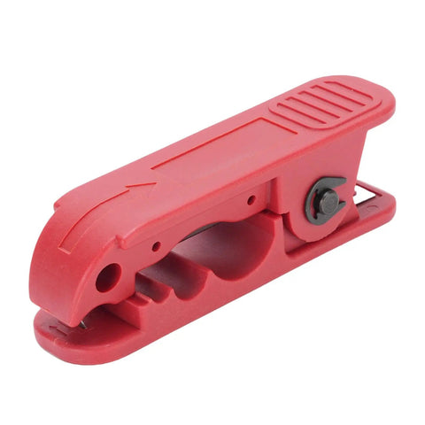 Pro Grade Wire Stripper Tool With Precise Crimping and 360 Rotation Cutting, Auto Adjusting Jaw, Ergonomic Handle, Clean Cuts, Wide Compatibility for Ethernet RJ45, Coax, Power, and Electrical Cables, red plastic