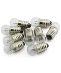 Heavy Duty E10 Miniature Screw Base Light Bulbs 1.5 Volt 0.3 Amp Pack Of Twenty Five stacked in a pile on a white background.