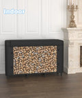 4 Foot Firewood Rack Holder With Cover, Adjustable Heavy Duty Fire Log Stacker Stand in black, indoor use next to fireplace