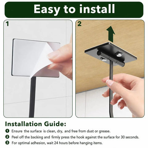 Game Changer Foldable Banana Hook With Strong Peel And Stick Adhesive For Under Cabinet Storage And No Hassle Easy Peasy Space Saver Slick Black Hanging Rack
