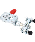 Arrow Storage Case Toggle Clamp Built For Welding And Metalworking Left Right Push Pull Workhorse, red handle close-up view.