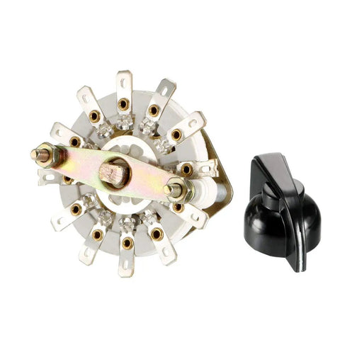 Band Selector Rotary Switch 2 Pole 5 Position 1 Deck With Knob And Mounting Nut, 12 Pins, 9.7mm Mount Hole, 6mm Shaft, DIY Electronics
