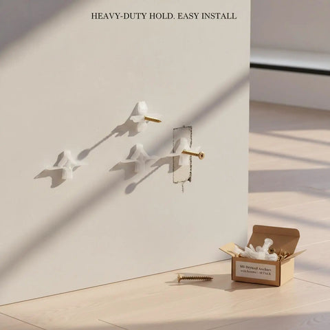 Heavy Duty M8 Drywall Anchors With Screws Kit For Hollow Walls Ideal For Mounting Heavy Shelves Cabinets TV Brackets Mirrors