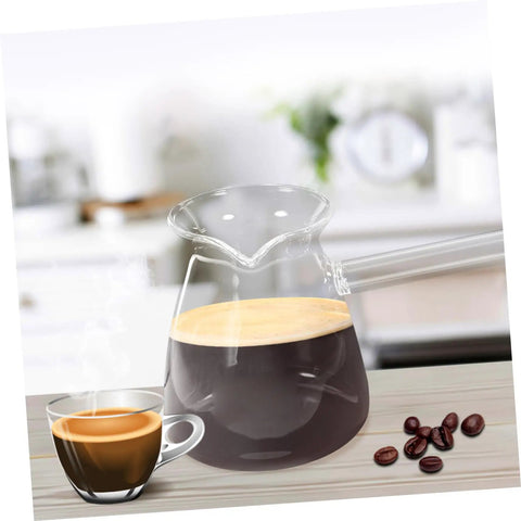 Thickened Glass Turkish Coffee Pot 16 Oz Borosilicate Teapot With Side Handle For Stovetop Brewing Coffee And Heating Milk