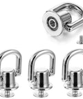 4 Pack D Rings for Purses With 360 Degree Rotatable Stud Screw Balls, Rivets, and Polished Silver Finish