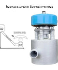 Portable 400W Micro Hydro Water Generator Turbine Power Unit 220V with installation diagram and blue top view