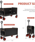 All Terrain Collapsible Wagon Cart With 220 Lb Load Capacity product dimensions and folded view