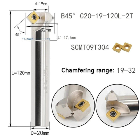 Top Shelf 45 Degree Chamfering Tool Tfd45 Scmt09 Carbide Insert For Cnc Lathe And Milling Gear Nail with dimensions and insert details.