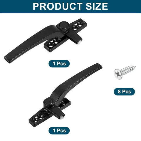 2 Pack Casement Window Handle Locking Grips Made from Solid Zinc Alloy Black Finish Provides a Rock Solid and Dang Smooth Grasp for Easy Operation on Home Windows Includes Mounting Hardware for a Swifty Install