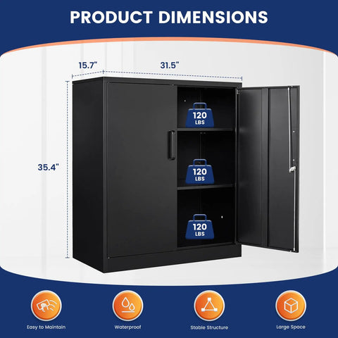 Heavy Duty Steel Garage Storage Cabinet With Two Doors And Adjustable Shelves Lockable File Counter Cabinet dimensions