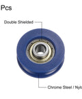 4 Pack U Groove Pulley Wheel Kit 5x25.5x8.5mm Nylon Guide Bearing For Door Window Tracks U Type Wheel With 6mm Groove Shielded Dual Sided Chromium Steel Bearings Quiet Smooth Operation Blue