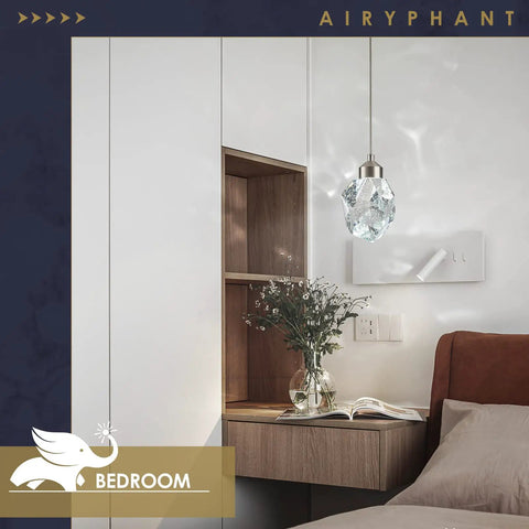 Modern Nickel Crystal Pendant Light Dimmable LED Fixture For Kitchen Island And Dining Room, Solid K9 Crystal, Bedroom
