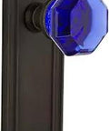 Mission Plate Waldorf Cobalt Door Knob Set In Oil Rubbed Bronze, Passage Nonlocking Hardware, Two And Three Quarter Inch Backset.