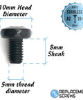 Rear License Plate Screws For Tesla Model 3 M3 Stainless Steel Black Oxide 8mm Long M5 Pack Of 4 diagram