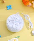 Portable USB Powered Mini Washing Machine For Travel And RV Adventures snap a quick spin on your favorite threads without the hassle, compact white design