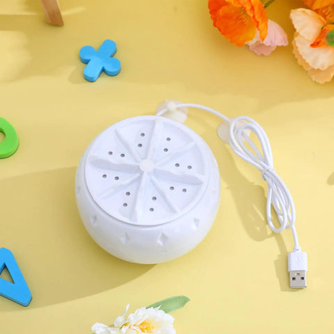 Portable USB Powered Mini Washing Machine For Travel And RV Adventures snap a quick spin on your favorite threads without the hassle, compact white design