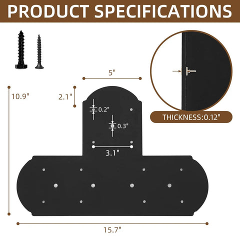Heavy Duty T Flat Mending Brackets 2 Pack With Matching Screws 15 Point 7 Inch By 10 Point 8 Inch Thick Steel Joist Connectors For Wood Deck Beams And No Sweat Indoor Outdoor Diy Fixes
