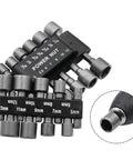 Workhorse 9 Piece Socket Sleeve Set Featuring Hexagonal Wrench Adapters And Pneumatic Extension Rods with various sizes organized.