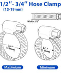 Hose clamp set, 1/2–3/4 in (13–19mm), stainless steel, 10-pack, adjustable worm-gear clamps for automotive lines, front view