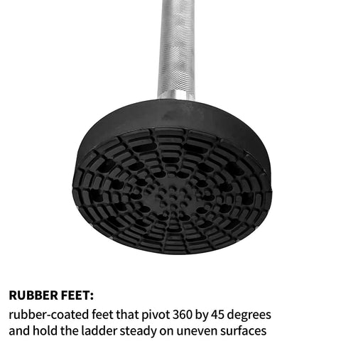 Pair Of Adjustable Ladder Levelers With Anti Slip Steel Poles For Stable Grounding And Platform On All Surfaces Easy Install Replacement Rubber Feet Standard Version Ladder Accessory focusing on rubber foot design.