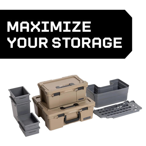 Deep Stash Bins Compatible With The New Drawer System, weatherproof modular storage for tools and gear in truck or SUV