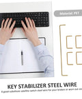 Hands typing on a mechanical keyboard with Premium Gold Plated Satellite Stabilizer Wires nearby, showcasing steel wire design.