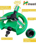Lawn Sprinkler Automatic Garden Irrigation System With 360 Degree Rotation For Big Yard Coverage Adjustable Spray Nozzles Mega Easy To Use
