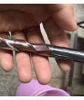 Carbide end mill bit, TiSiN-coated, 2-flute, square-nose, held in hand
