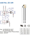 Pull Chain Ceiling Fan Switch Replacement 2 Pack Nickel Finish ZE109 Style with diagrams and specifications.