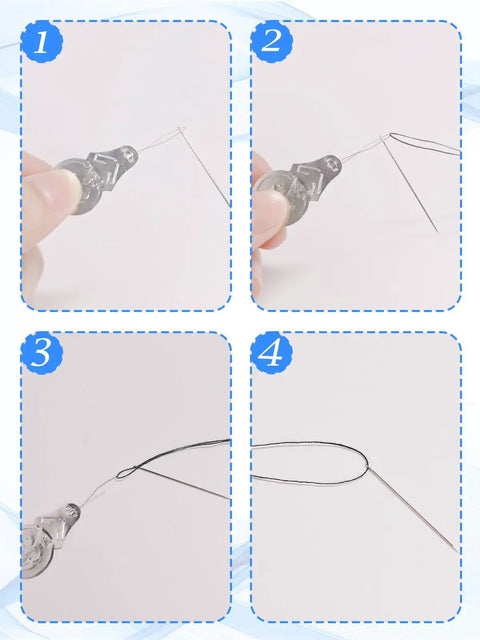 Step-by-step threading guide for Mini Travel Sewing Kit Portable DIY Repair Set With Scissors, Needles, Threads, And Buttons