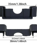 Anti Cut End Cap Protector For 35mm DIN Rail Black Pack Of 30 Terminal Block End Mounting Insulated Plastic End Caps For Industrial And Hardware Fittings On 35mm DIN Rails, front and side view with measurements.